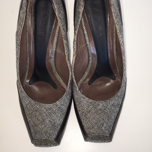 Marni Tweed Peep Toe Platform Heels - Picture 3 of 6